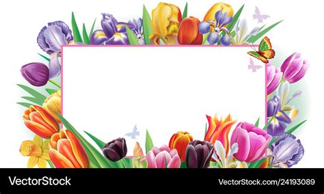 Banner with multicolor spring flowers Royalty Free Vector