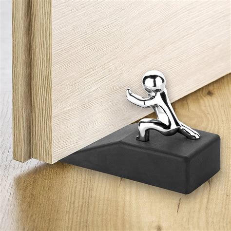 black rubber zinc alloy door stop stopper security door wedge safety doorstop Sale - Banggood.com