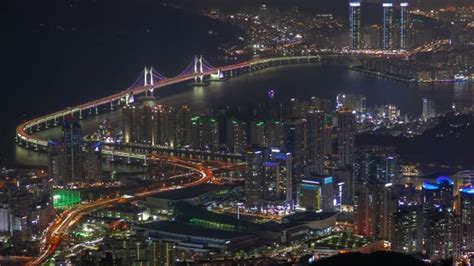 Timelapse Busan Districts Connected By Modern Bridge, Stock Footage