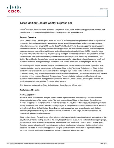 Cisco Unified Contact Center Express 8.0