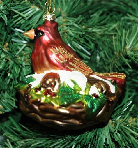 Red Bird, Cardinal Glass Christmas Ornament | eBay | Christmas ...