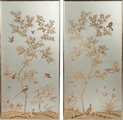 chinoiserie-hand-painted-wallpaper-panels-framed-gold-silver-metallic - The Glam Pad