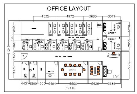 Layout plan of a corporate office with reception waiting area 11 office cabins conference room ...