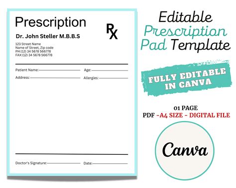 Prescription Pad Template, Medical Prescription, Prescription Design ...