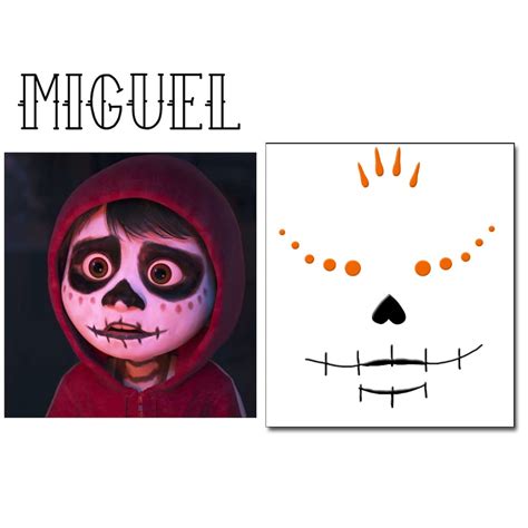 Miguel Face Temporary Tattoos for Coco Movie Cosplayers. 2 Copies - Etsy