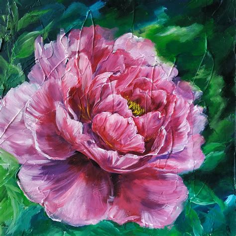 Peony Painting Original Acrylic Pink Peony Art Peonies | Etsy