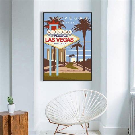 Las Vegas Poster, Nevada Posters, Vintage Travel Poster, Travel Art, Retro Colors Poster ...