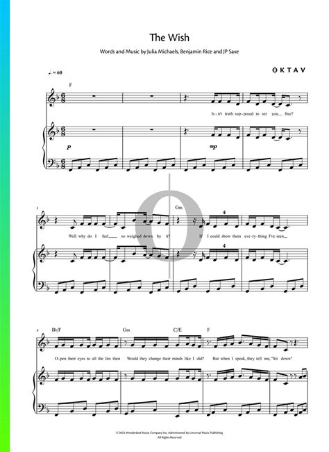 The Wish Piano Sheet Music from Wish by Ariana DeBose - OKTAV