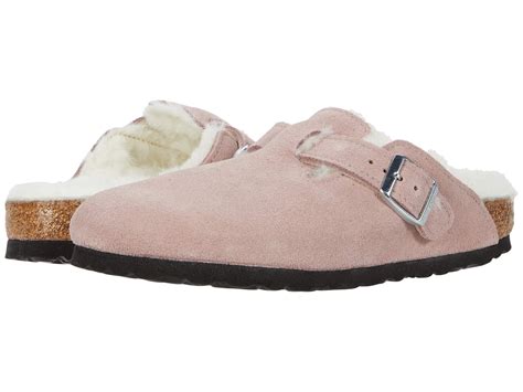 Birkenstock Suede Boston Shearling in Purple - Lyst