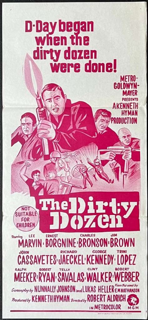 All About Movies - The Dirty Dozen Poster Original Daybill Lee Marvin Ernest Borgnine 70's Re-Issue