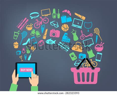 Shopping Background Concept Icons Shopping Online Stock Vector (Royalty ...