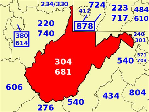 Area codes 304 and 681 - Wikipedia