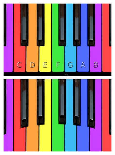 Colourful Piano Keys, Keyboard In Rainbow Colours Stock Illustration - Illustration of clear ...