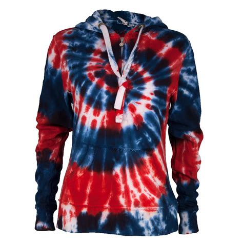 Old Glory - Tie Dye Womens 1/4 Zip Hoodie Red White Blue SM - Walmart ...