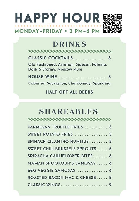 Happy Hour Menu | Ember & Greens