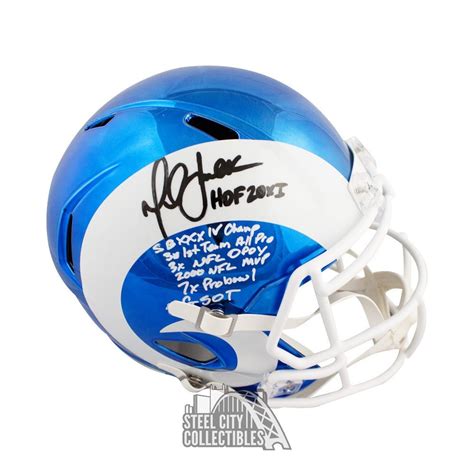 Marshall Faulk Autographed Rams Chrome Full-Size Football Helmet - JSA ...