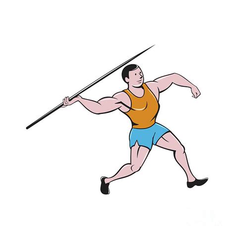 Javelin Throw Track and Field Cartoon Digital Art by Aloysius Patrimonio - Pixels