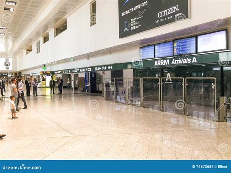 Milan-Malpensa Airport Arrivals Hall with People on Waitig. Editorial Photography - Image of ...