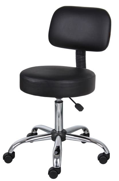 Boss Small Office Chairs On Wheels Black Caressoft Medical Stool With Back Cushion Picture 86 ...