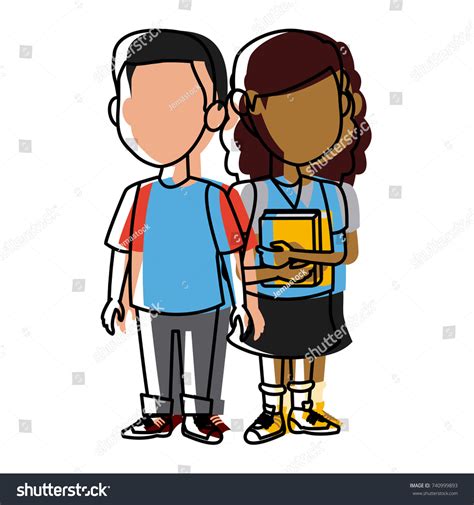 School Kids Friends Cartoon Stock Vector (Royalty Free) 740999893 ...