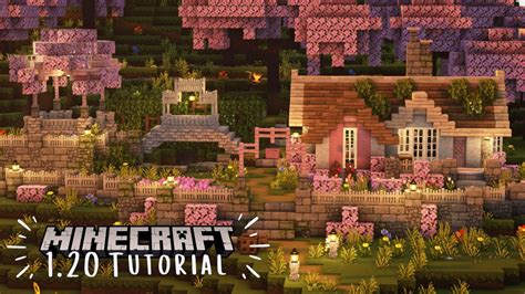 Minecraft Cherry Grove Cottage Tutorial | Cottagecore Cherry Blossom ...