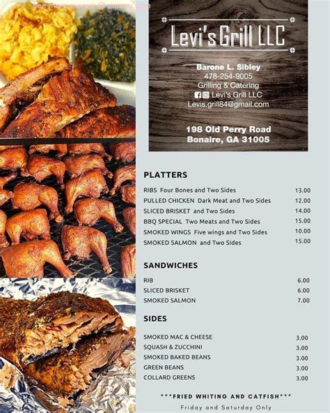 Online Menu of Levis Grill Restaurant, Bonaire, Georgia, 31005 - Zmenu