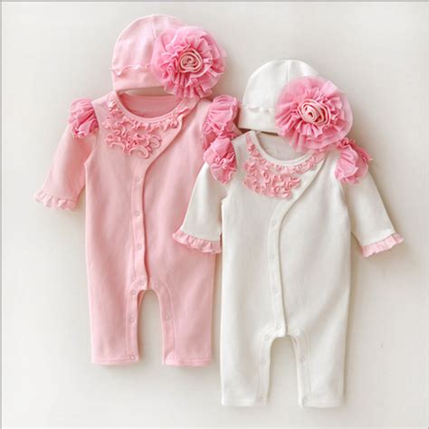 Newborn Princess Style Newborn Baby Girl Clothes Kids Birthday Dress Girls Lace Rompers+Hats ...