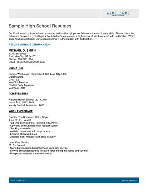 High School Resume template | Templates at allbusinesstemplates.com