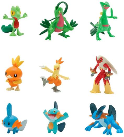 Pokemon Evolution Treecko, Torchic Mudkip Figure 9-Pack TOMY, Inc. - ToyWiz