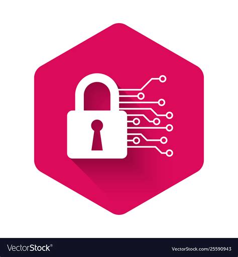 White cyber security icon isolated with long Vector Image