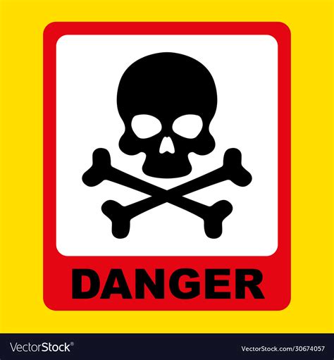 Danger sign with a black skull and crossbones Vector Image