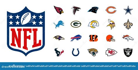 TOP NFL Teams. Set Of Logos. American Football. NFC And AFC Commands ...