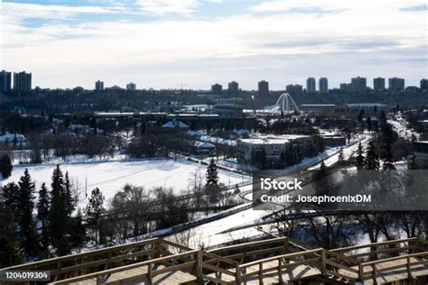 Edmonton Downtown River Valley Winter Sunny Day Stock Photo - Download ...