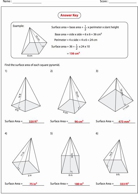 Surface Area Of A Cone Worksheet