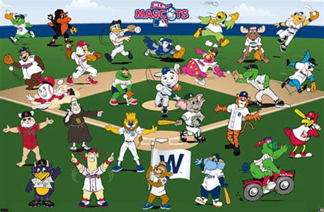 MLB Baseball Team Mascots (26 Characters) Official Poster - Costacos S ...