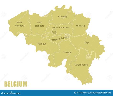 Belgium regions map stock illustration. Illustration of symbol - 181551039