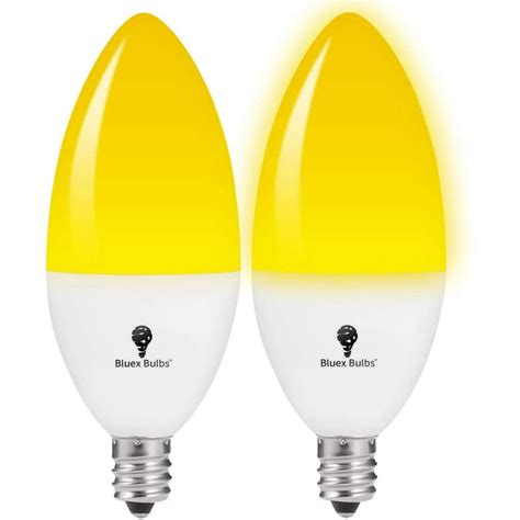 2 Pack LED Dusk to Dawn 6W E12 Bug Light Bulbs, Yellow Bulb, - 65W Equivalent - Amber Light with ...