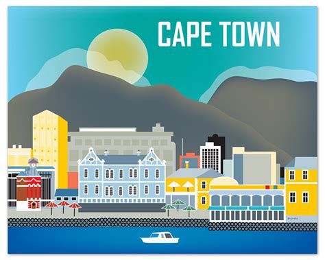 Cape Town Skyline Art Print, South Africa Horizontal Art, Cape Town ...