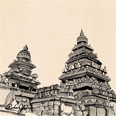 The shore temple, Mahabalipuram | Temple architecture, Sketches, Chalk wall