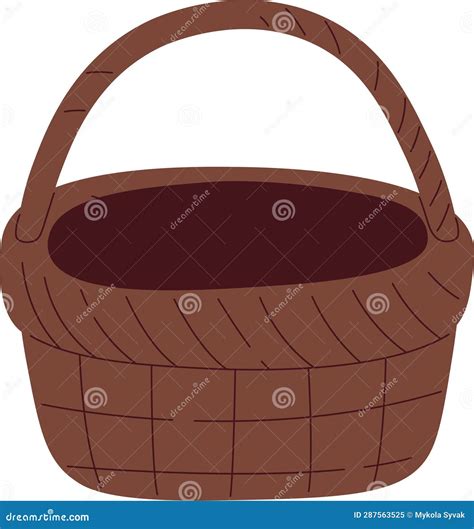 Wicker Basket with Handle stock vector. Illustration of woven - 287563525