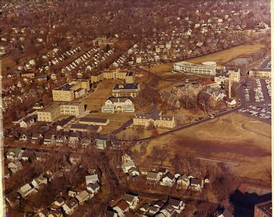 "Aerial view of Seton Hall, South Orange campus"