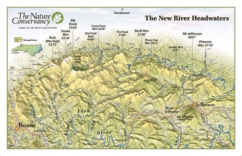 New River Headwaters Panorama Map - boone north carolina • mappery