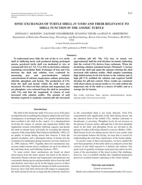 (PDF) Ionic exchanges of turtle shell in vitro and their relevance to ...