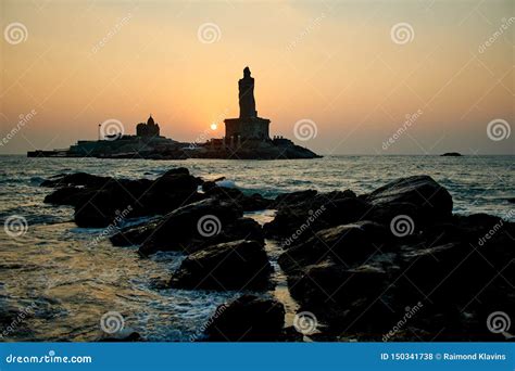 Sunrise Above the Sea Kanyakumari Comorin Cape India Stock Photo ...