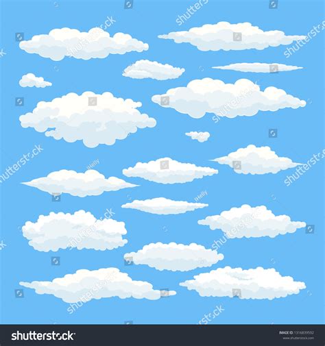 Set Beautiful Stylized Clouds Stock Vector (Royalty Free) 1316839592 ...