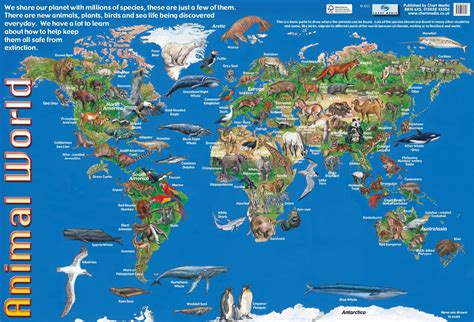 Early Years Animal World MAP/Endangered Animals World MAP School/Nursery Educational Poster ...