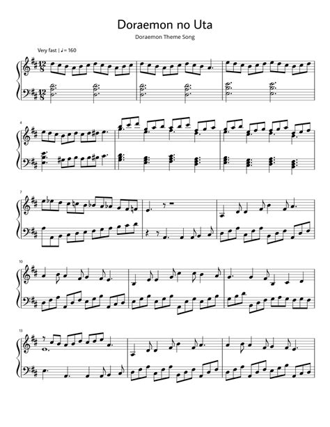 Doraemon no Uta Sheet music for Piano (Solo) | Musescore.com