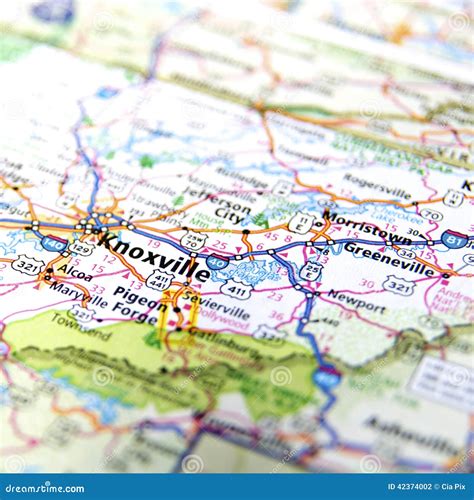 Road Map of Knoxville Tennessee Stock Photo - Image of knoxville, guide ...