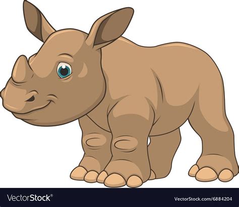 Cute little rhino vector image on VectorStock | Baby animal painting ...