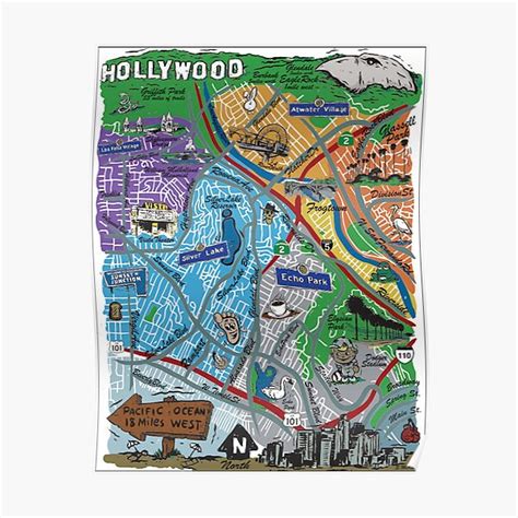 "Los Angeles Map Illustration" Poster by nicknickb | Redbubble